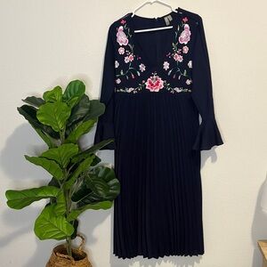ASOS Navy Dress with Pink Floral Embroidery 8